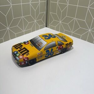 1999 M&M's - Nascar #36 Ernie Irvan Race Car Yellow Tin Candy Dish M&Ms Pedigree